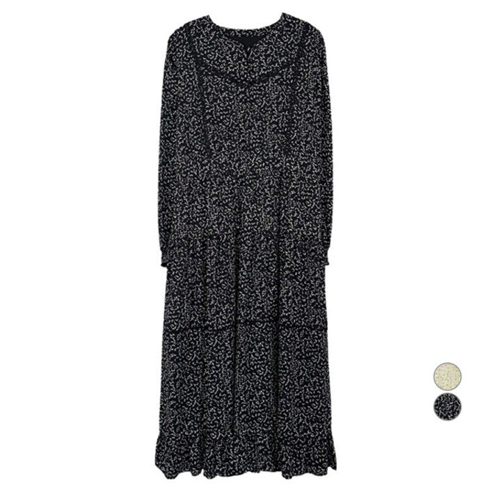 온앤온 여성용 도트 프린트 티어드쉬폰 원피스