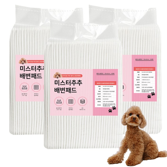 미스터추추 강아지 배변패드 플러스 20g, 100개입, 3개