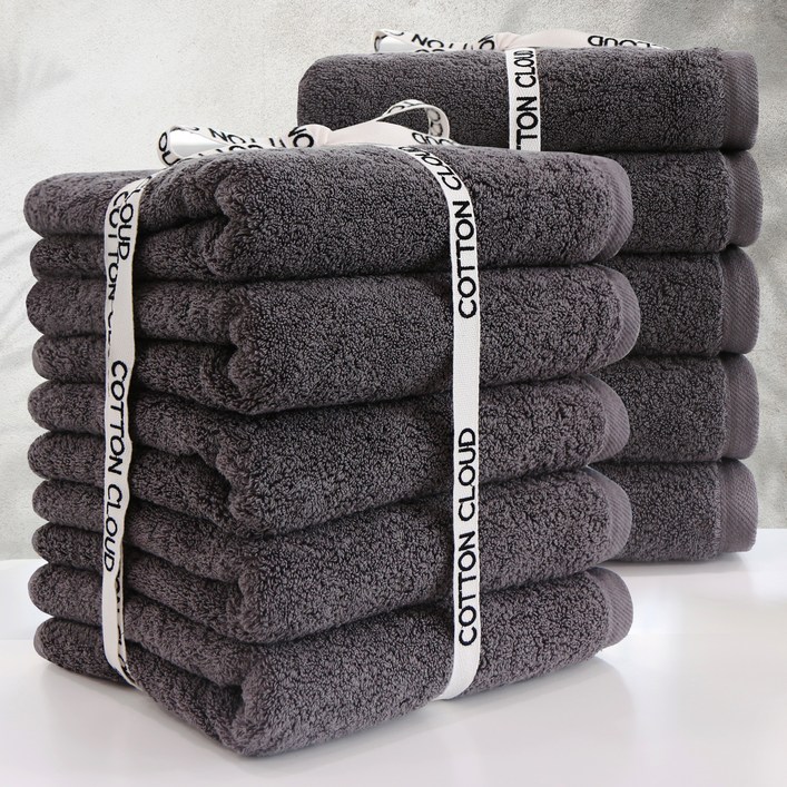 코튼클라우드 수건 220g 40수 면사, 딥그레이, 10개