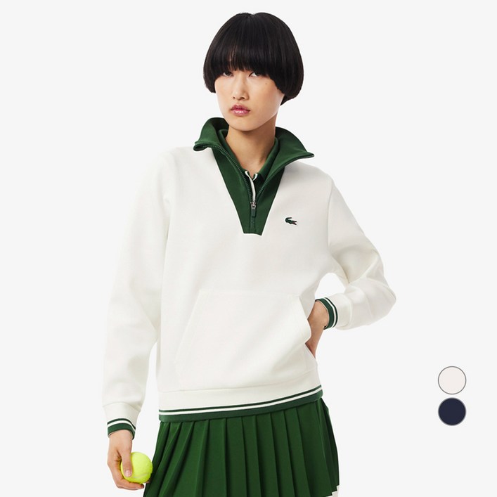 라코스테 여성용 테니스 헤리티지 반집업 맨투맨 SF8634-55N