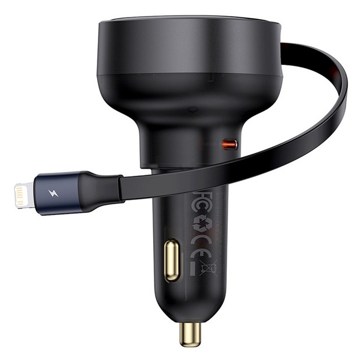 베이스어스 릴타입 차량용 고속 충전기 55W C포트ip타입 릴케이블, CCTXPUL, 블랙 베이스어스 릴타입 차량용 고속 충전기 55W C포트ip타입 릴케이블, CCTXPUL, 블랙