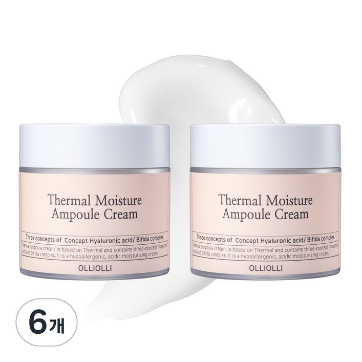올리올리 온천수 히알루론 앰플 수분크림 세트, 100ml, 6개