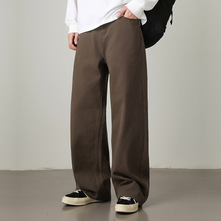 벨로시티 남녀공용 와이드 스트레이트 밴딩 면 치노 팬츠