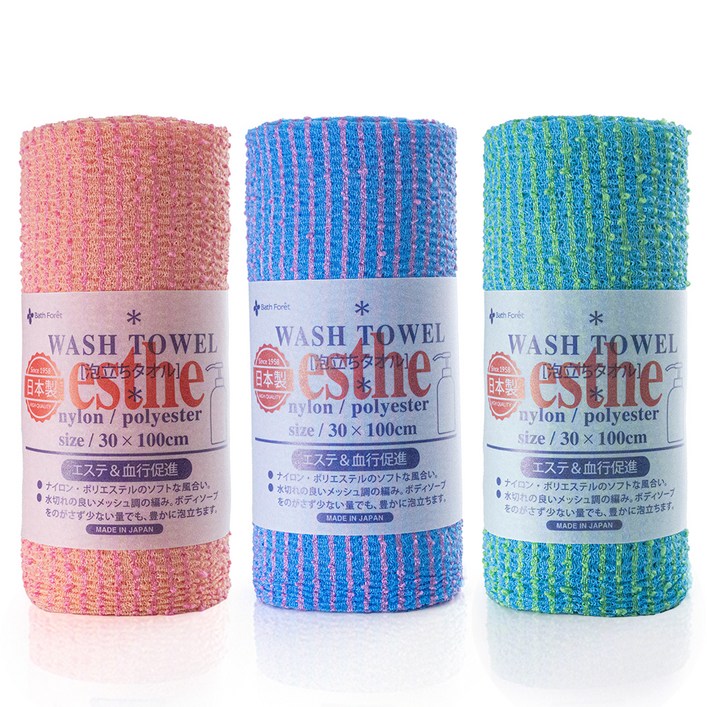 Bath Foret 에스더 일본 샤워타월 3종 세트