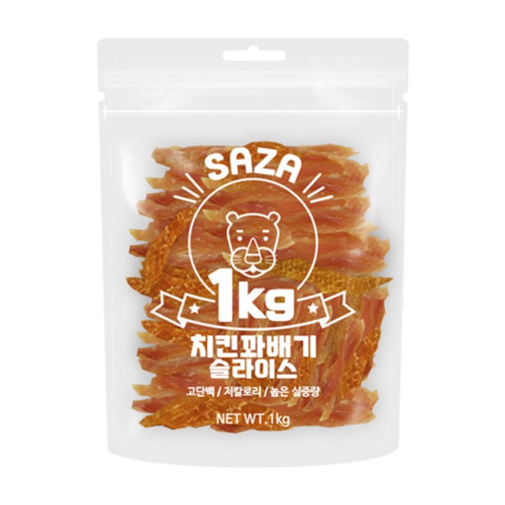 다이아몬드펫 사자 강아지 대용량 실속형 간식, 치킨꽈배기슬라이스, 1kg, 1개