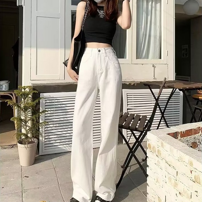 엘쏘 여성용 진 데님 와이드 팬츠