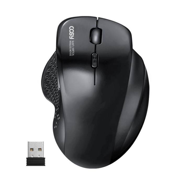 코시 무소음 세미 버티컬 무선마우스 M4059WL, M4059WL, 블랙