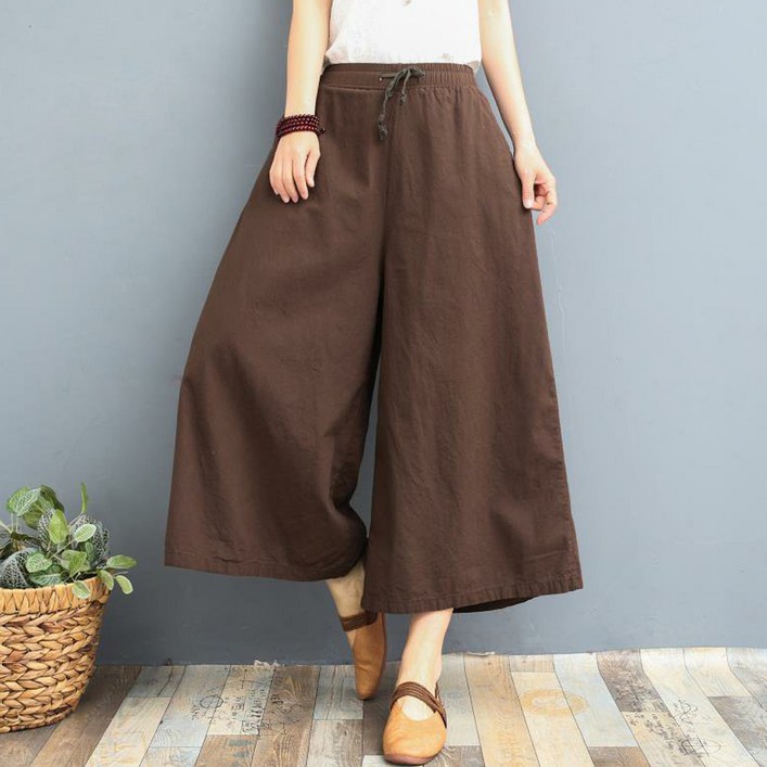 엘쏘 여성용 하원룩 꾸안꾸 빅사이즈 데일리 통 밴딩 치마바지