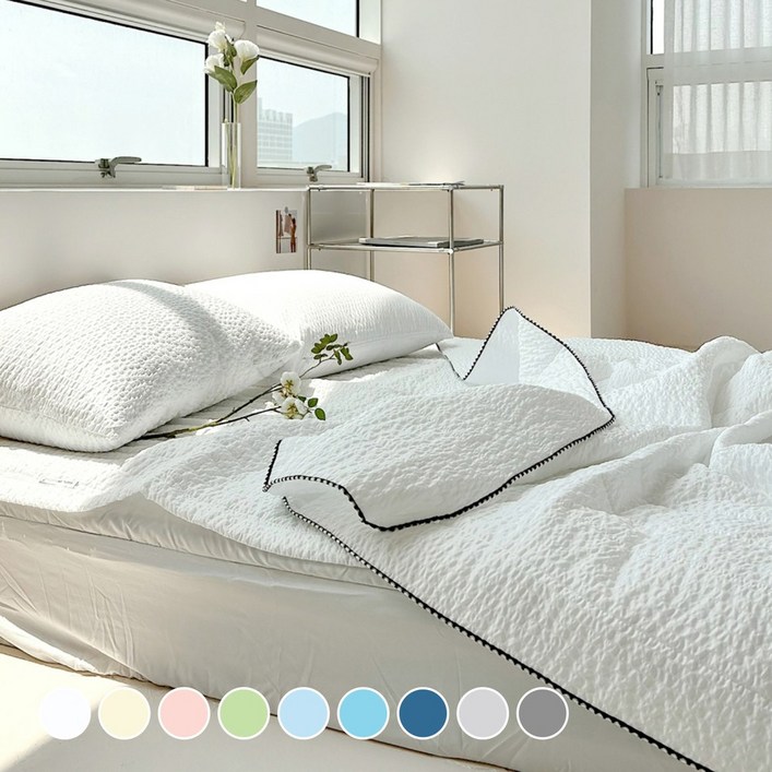 루시드슬립 시원보송 오션 시어서커 멜로자수 여름 차렵이불 세트