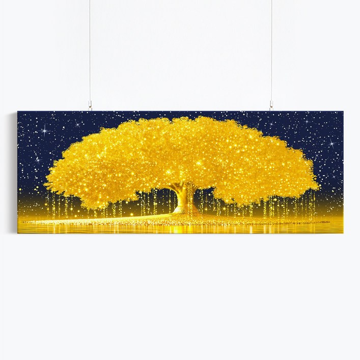 인메이블 돈들어오는 돈나무 3종 그림 황금 별나무 와이드 캔버스 액자 거실 인테리어 풍수 인테리어, 골드 올림액자