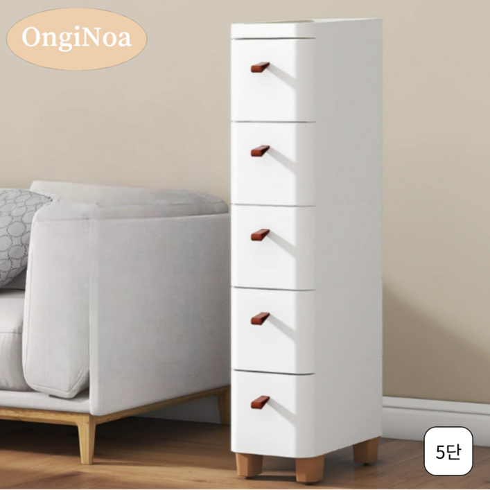 온기노아 틈새 수납장 틈새장 냉장고 수납장 서랍장 다용도 협탁 옷장 사이 거실, 화이트, 1개