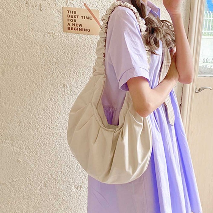 숄더 대학생 에코 가벼운 끈주름 가방 반달 여자 백 보세쇼핑몰 10대예쁜 친구선물