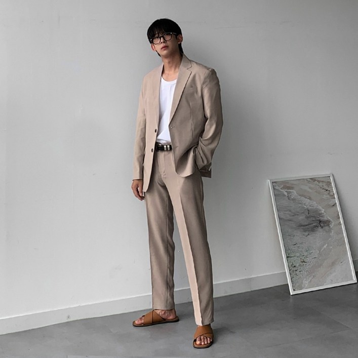 [7컬러]이템 남자 썸머 쿨링 리넨 린넨 수트 셋업 슬랙스 정장 세트