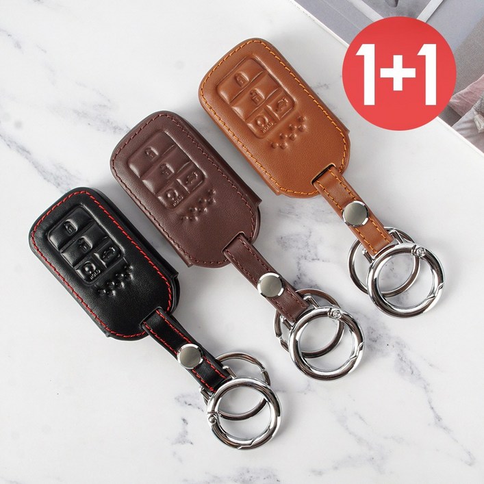 바이어블 11 혼다 4버튼 스마트키 천연 소가죽 키케이스 어코드 CRV 파일럿 HRV 시빅, 블랙블랙