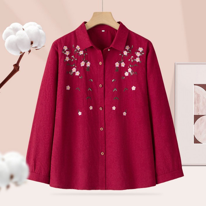 POMTOR 여성 봄 가을 셔츠 남방 여자 40대 50대 편한 상의