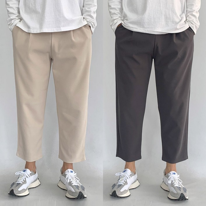 남자 세미와이드 9부 밴딩팬츠 슬랙스 가을 스판 편한 고무줄바지