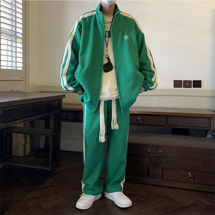 남성투피스  남성세트  트레이닝복세트  후드 맨투맨 와이드 팬츠 빅 사이즈 캐주얼 티셔츠 긴바지 ZBW250228507 65