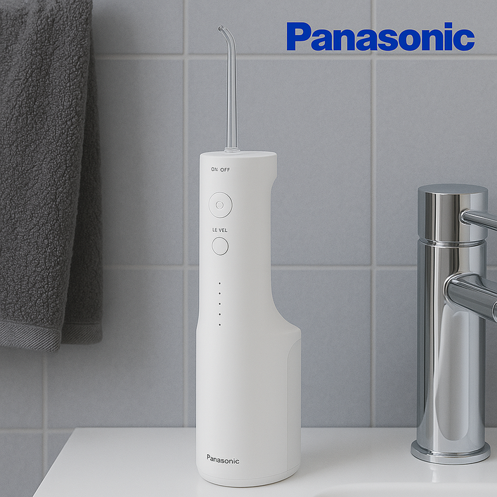 파나소닉 초음파 충전식 구강세정기 휴대용 무선 치아 물치실 칫솔 치간 세척기 EW-DJ66, 화이트