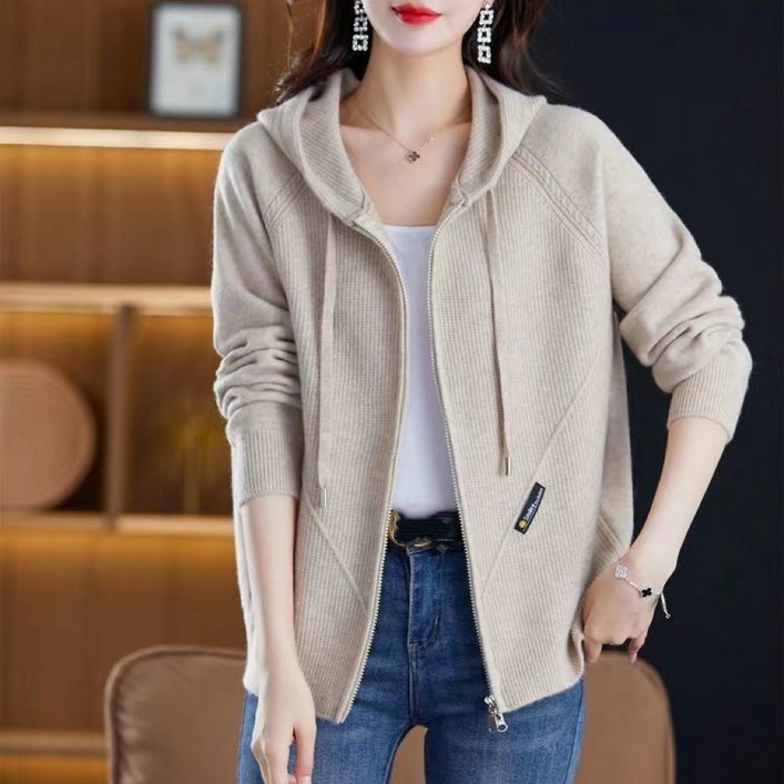 빌리즈빈 여성 데일리 집업 후드 니트 가디건 51186