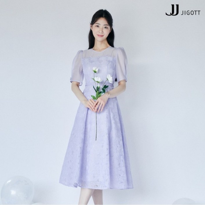 JJ지고트    자수 오간자 퍼프 원피스 GN5A0OP61
