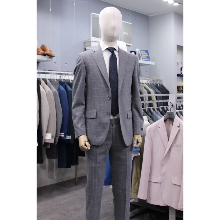 BON 정장 BN3MJ071GY 그레이 체크 패턴 남성 여름 수트