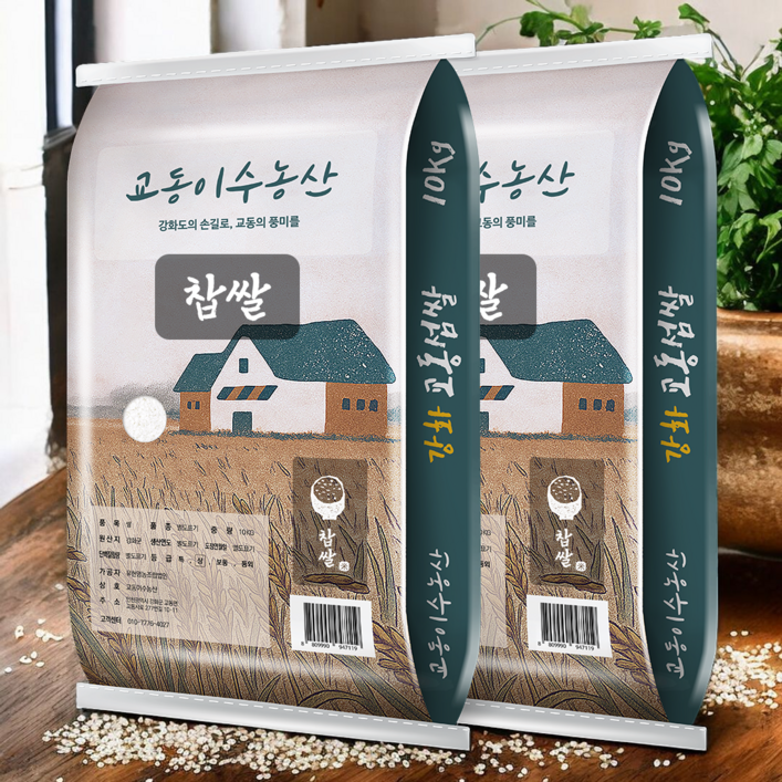 찹쌀2025년 강화섬쌀 교동섬쌀 교동이수농산, 10kg, 2개, 상등급