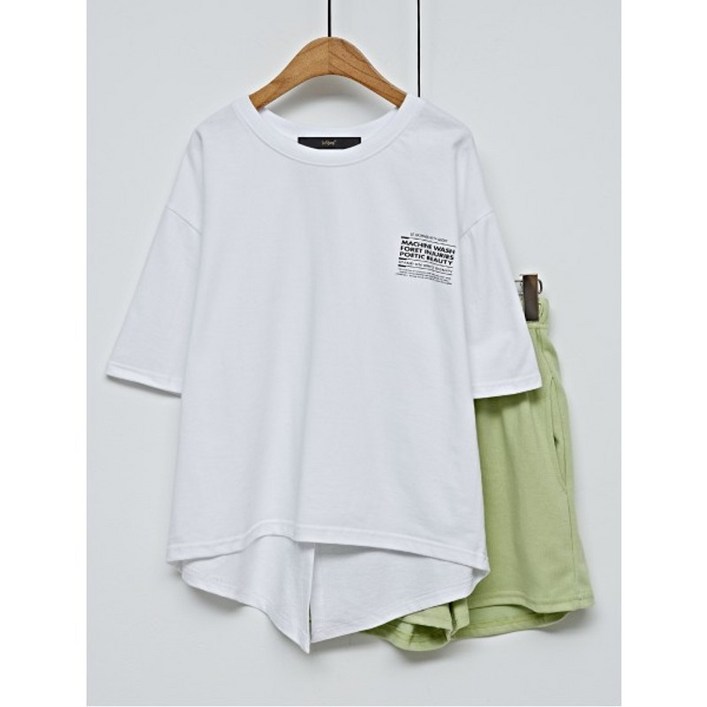 르샵 튓 트임 패치 레터링 반팔 여성 티셔츠  DO1LW018A