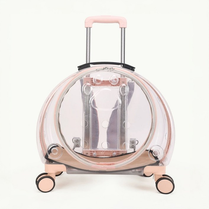 ohmore 반려동물 이동장 캐리어 가방 박스 고양이 강아지 바퀴, 1개, 분홍
