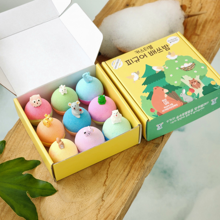 국내생산 커스터블 피규어 배쓰밤 9구 세트, 숲속동물