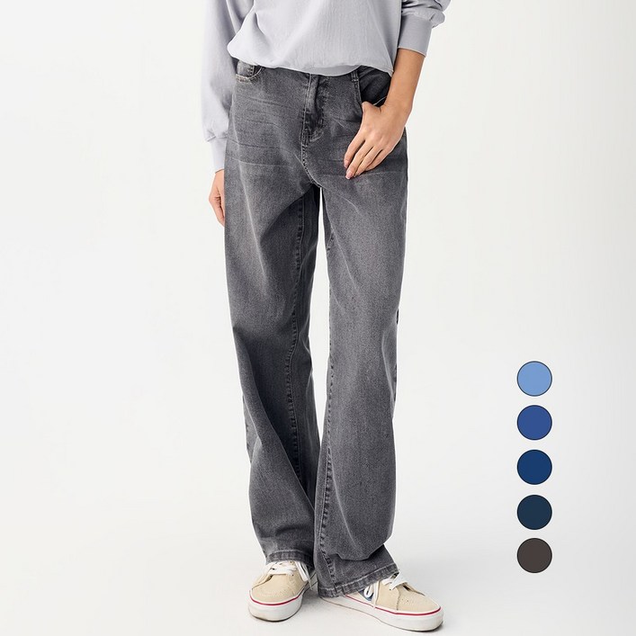 엘블로썸 여성 [숏,기본,롱] 스판 리얼 와이드 허리편한 히든밴드 청바지