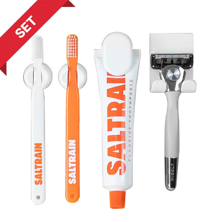[싱글세트] 공중부양 칫솔걸이2개, 치약걸이 1개, 면도기걸이1개 욕실홀더, 단일 색상, 1세트