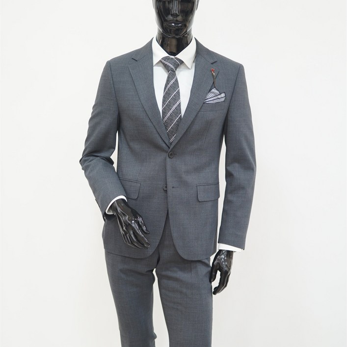 트루젠 남자 정장 봄 여름 양복 울 모직 슬럽 스판 수트 결혼 면접 출근 남성 정장세트 그레이 E5440 박스포장