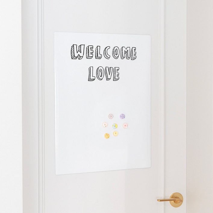 키룸 찰떡보드 붙이는 화이트보드 유아자석칠판 무광용 부착타입, 아이보리