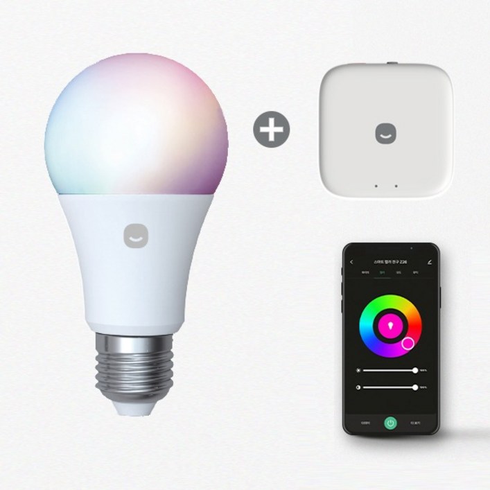 헤이홈 Z26 스마트 전구 IoT 조명 인테리어 LED 컬러 무드등 허브 pro 원격제어 패키지, 2개, RGB