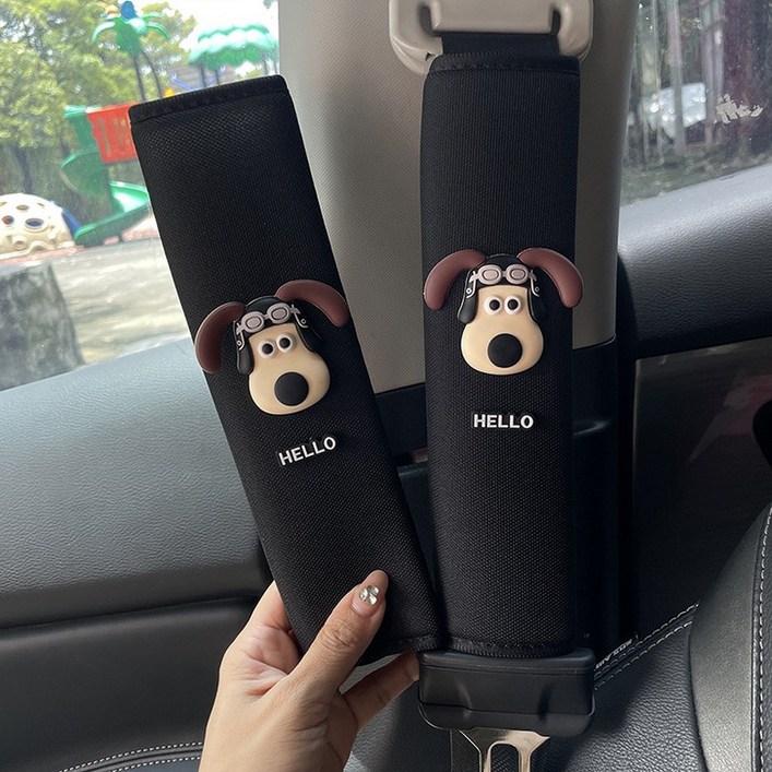 ANYOU 안전벨트 커버 남녀 커플룩 강아지 패턴XAQDHJT038, 2개, 블랙Black