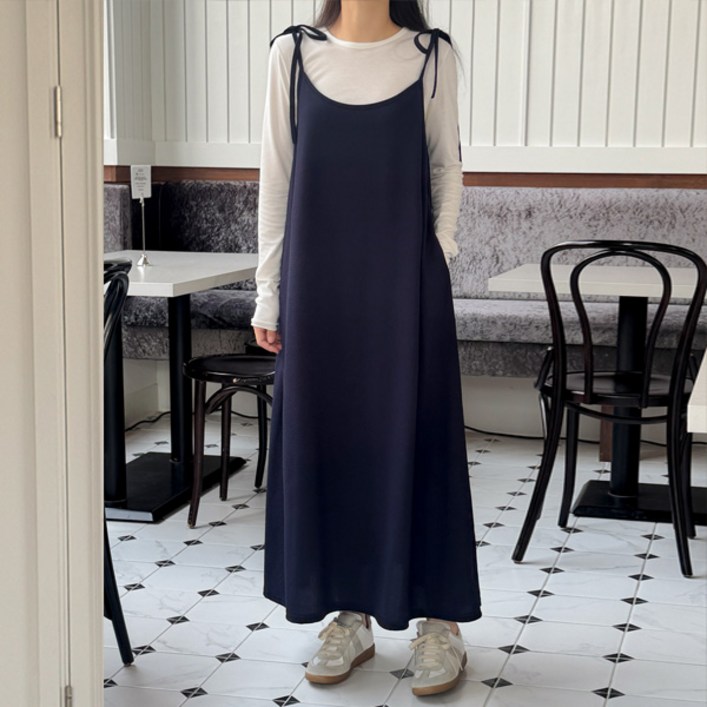 마이쏭 여성 멜빵원피스 빅사이즈 임부복 루시아어깨끈뷔스티에롱원피스