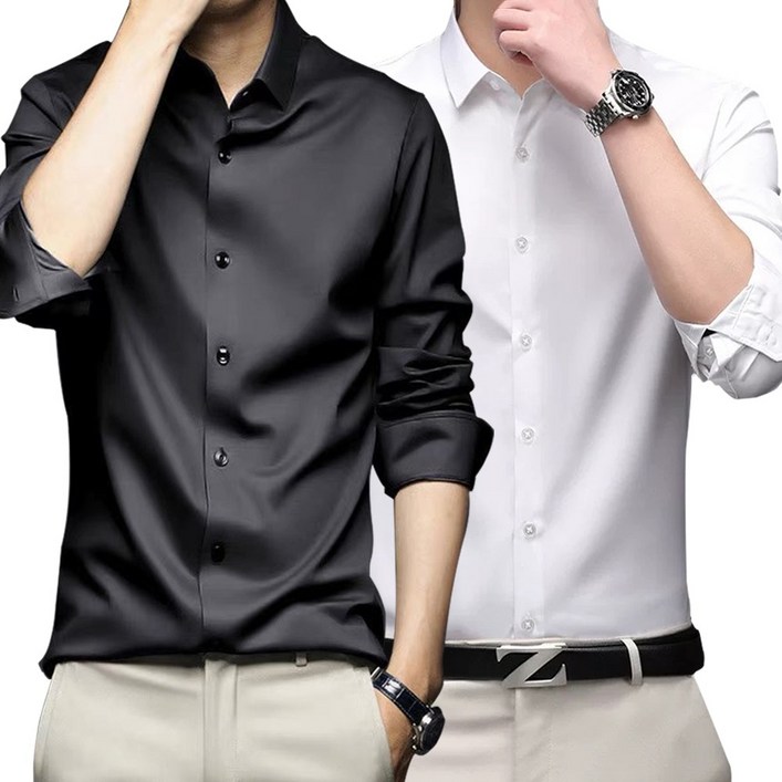 Titikong 남성용 구김 없는 링클프리 다림질 면제하는 베이직 긴팔 셔츠