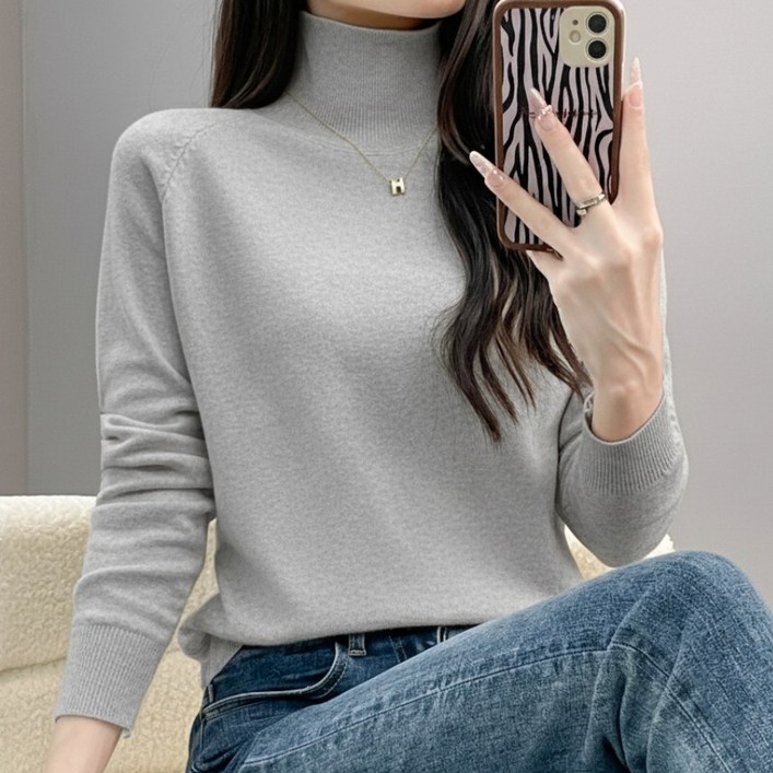 에쉬울프 여성 가을겨울 단색 목폴라 부드러운 스웨터 니트 MMA  794