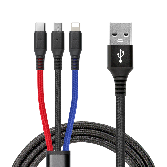 11 만타이거 3in1 USB 멀티타입 고속충전 케이블, 2개, 2m