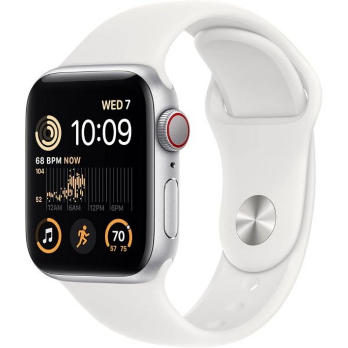 Apple Watch SE2세대GPS 셀룰러 40mm 흰색 스포츠 밴드가 있는 실버 알루미늄 케이스 ML갱신