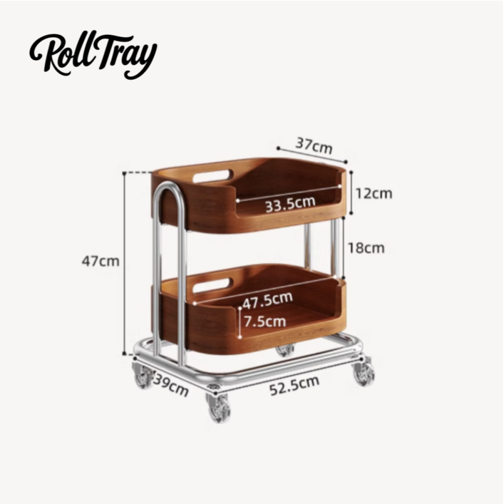 롤트레이 깔끔하게 정리가능한 우드 트롤리 웨건 원목 공간정리 미니멀 3단 2단 주방  이동식카트