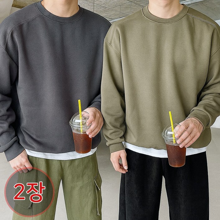 11 2장가격 절개라인 베어 양털 기모 자극제로 오버핏 맨투맨