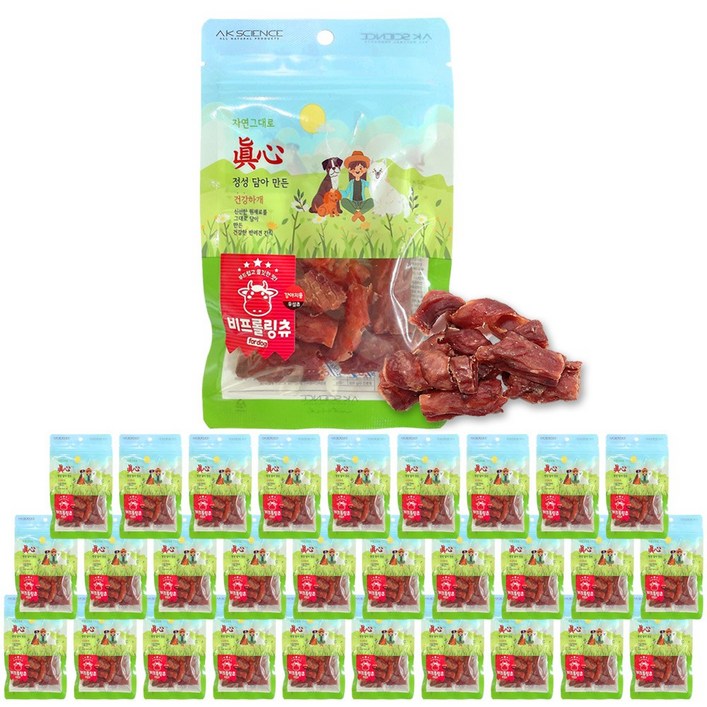 비프 롤링츄 30개 강아지간식 소고기우설 강아지수제간식 애견간식 개간식 애견수제간식 펫푸드 강아지보양식, 30개, 30g, 소고기