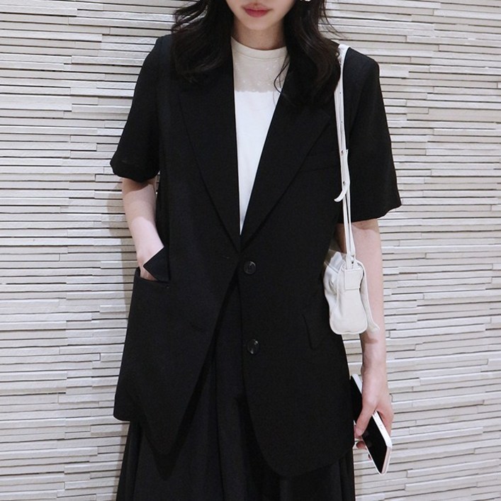 (국내 자체 제작)(당일 발송) 투버튼 반팔 자켓 (10color)