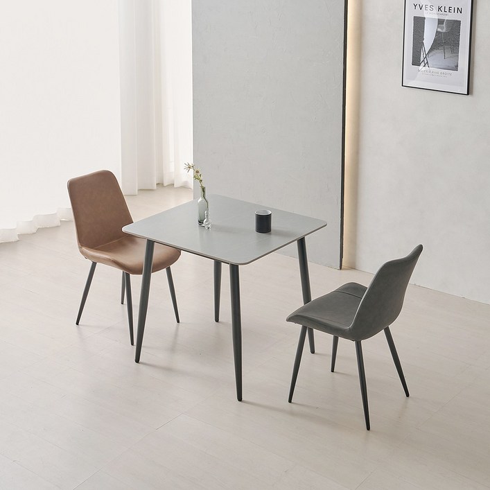 라로퍼니처 클래시 소울 포세린 800 통 세라믹 2인 식탁 세트 블랙 프레임 테이블