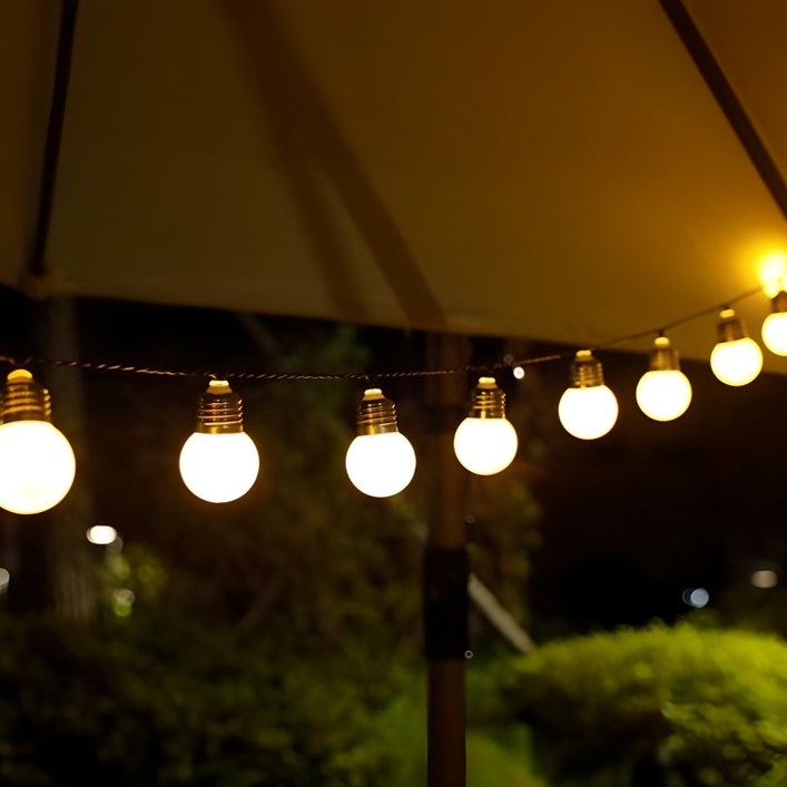 HK.sell 5세대 태양열 USB 겸용 리모컨 캠핑 빅볼 앵두 전구 화이트캡 6m 30구리드선