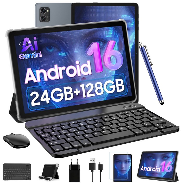 TABWEE 10인치 태블릿 최신 안드로이드 16 2026 최신 옥타코어 CPU 8GB16GB RAM  128GB Widevine L1 태블릿pc 키보드 마우스 터치펜 세트