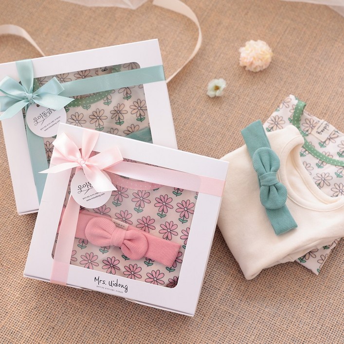 출산백일선물 우이동금손 젤라또 방수턱받이 3종세트 선물포장