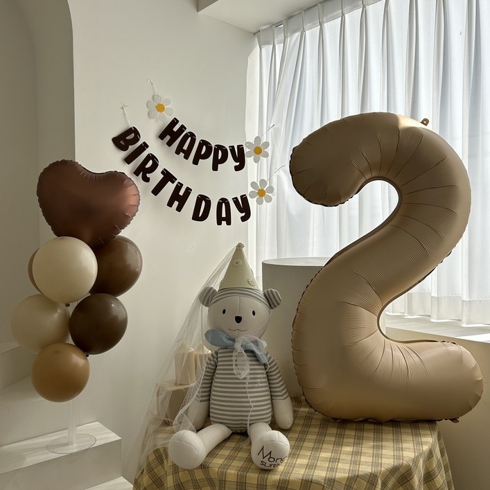 하피블리 두돌 생일상 숫자 풍선 생일 파티 용품 세트 - 쇼핑앤샵