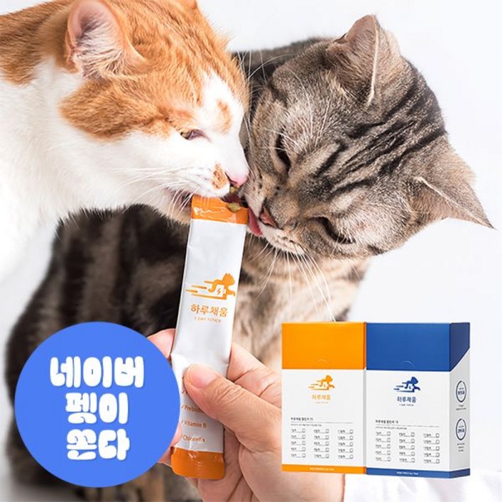 프로젝트21 하루채움 고양이 영양제 종합 면역력 오메가3 노묘 비듬 무기력 2박스 닭1  가자미1